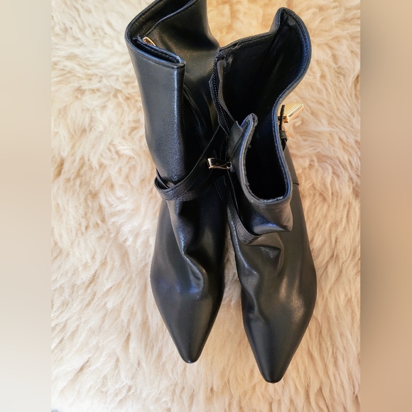 Black genuine leather stiletto ankle boots  NEW 7.5 - Picture 8 of 12